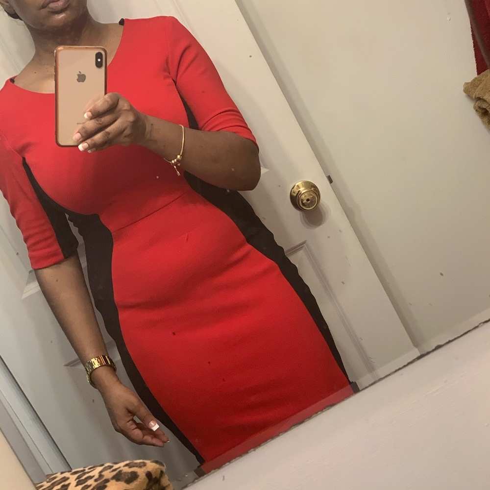 Red and Black pencil dress